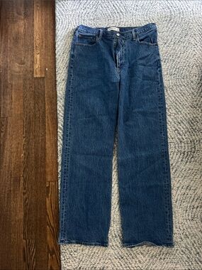 Abercrombie & Fitch High-Rise Women's Straight-Leg Jeans - Dark Blue